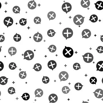 Black X Mark, Cross in circle icon isolated seamless pattern on white background 스톡 일러스트