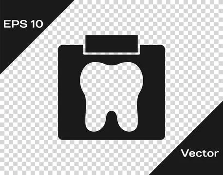 Black X-ray of tooth icon isolated on transparent background. Dental x-ray. R Stock Illustration