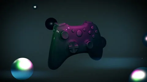 Black Xbox-like Gamepad Controller On Dark Digital Background Animation Stock Footage 163278846