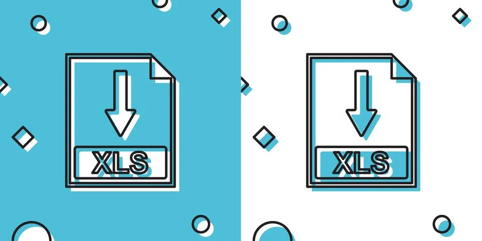 Black XLS file document icon. Download XLS button icon isolated on blue and 스톡 일러스트