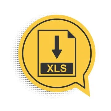Black XLS file document icon. Download XLS button icon isolated on white Stock Illustration