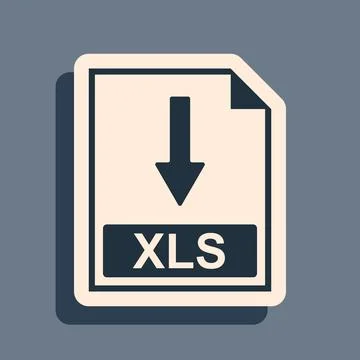 Black XLS file document icon. Download XLS button icon isolated on grey Stock Illustration
