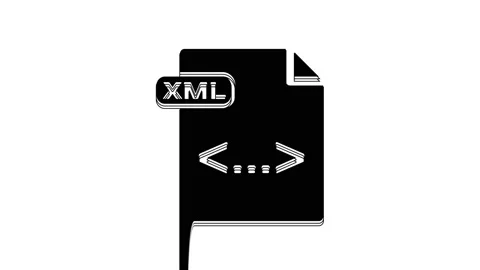 Black XML file document. Download xml button icon isolated on white background Stock Footage 233800412