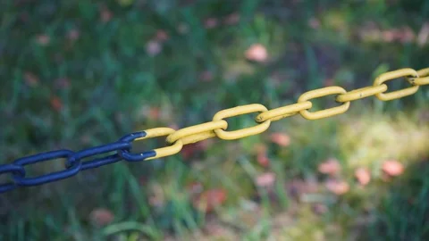 Black yellow barrier chain Stock Footage 116655756