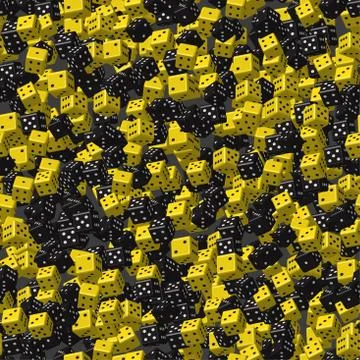 Black Yellow Dice Seamless Pattern, 3D Illustration Stock-Illustration