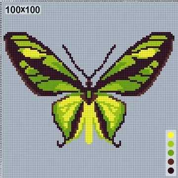 Black-yellow-green butterfly, pattern for cross-stitch or knitting Stock Illustration