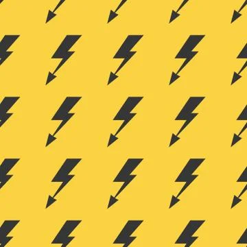 Black yellow lightnings vector seamless background Illustrazione stock