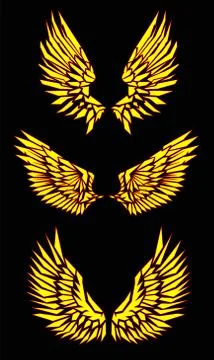 Black yellow red vector wings Stock Illustration