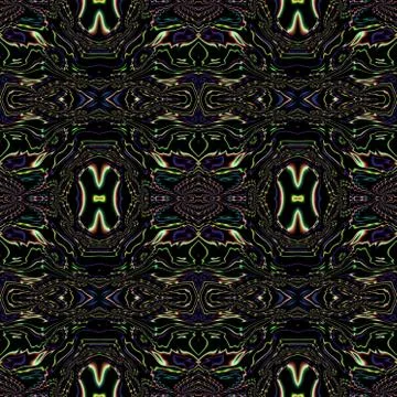 Black yellow seamless kaleidoscopic pattern Stock Illustration