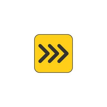 Black on yellow vector chevron arrows pointing right, three arrows in row. road Stock Illustration