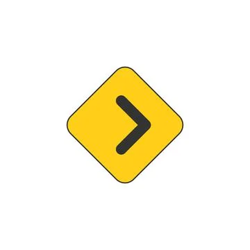 Black on yellow vector chevron arrows pointing right. road sign for turn. Stock Stock Illustration