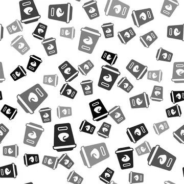 Black Yogurt container icon isolated seamless pattern on white background. .. Illustrazione stock