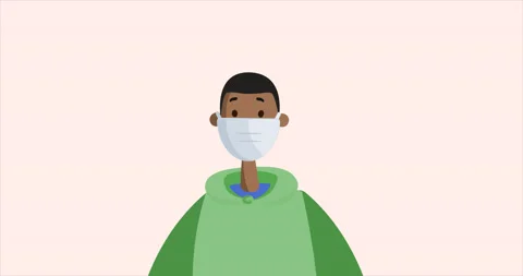 Black Young Man Wearing Protective Face Mask. Quarantine. Coronavirus Pandemic. Stock Footage 172006791
