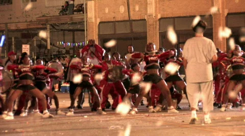 Black youth dancers night parade San Antonio Texas M HD Stock Footage