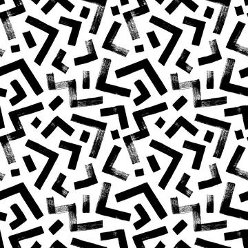 Black zigzag and triangle vector seamless pattern. Illustrazione stock