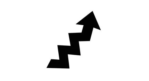 Black zigzag arrow pointing up Stock Illustration