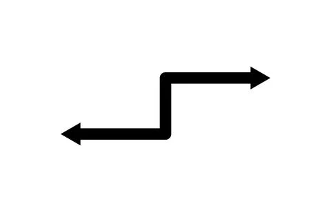 Black zigzag arrow pointing in opposite directions vector isolated Stock Illustration