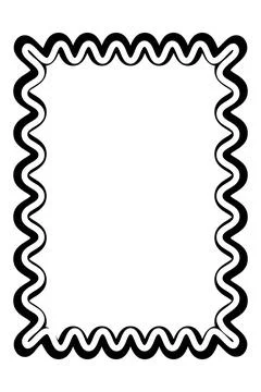 Black Zigzag Wave Rectangle Frame with Decorative Border Stock Illustration