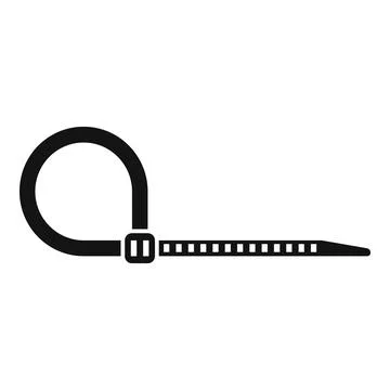 Black zip tie icon securing cables or objects Stock Illustration