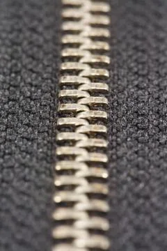 Black zipper close up Stock Photos