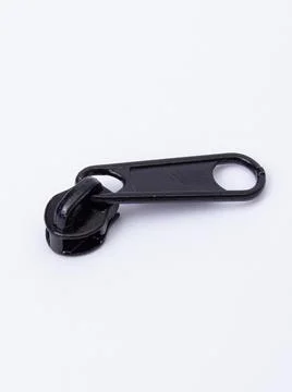 Black zipper pull angled view Stock Photos