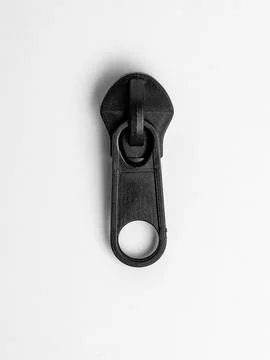 Black zipper pull single studio shot Stock Photos