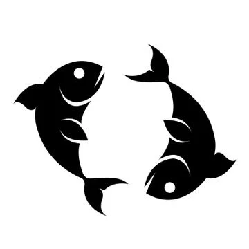 Black zodiacs pisces Stock Illustration