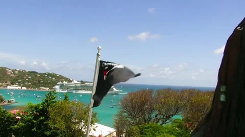 Blackbeard Castle Statue in St Thomas Stock Footage 255251594