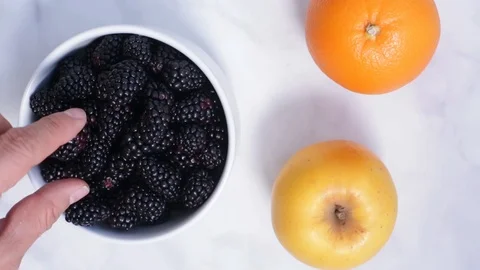 Blackberries Fruit Overhead Shot POV Stock Footage 103063359