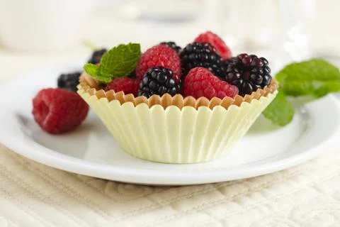 Blackberry and Raspberry Fruit Cup Stock Photos