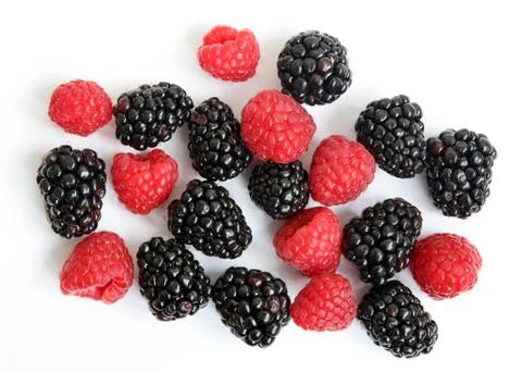 Blackberry and raspberry Stock Photos