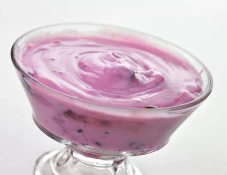Blackberry and strawberry yogurt Stock Photos