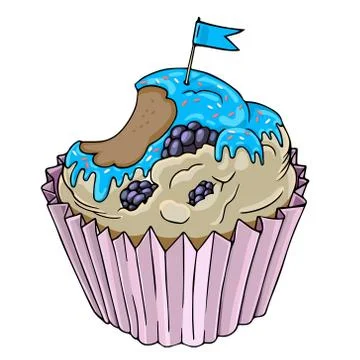 Blackberry Cake with Flag Stock Illustration