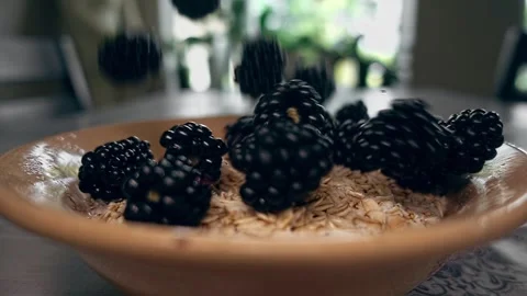 Blackberry falling in oats Video stock 248529497