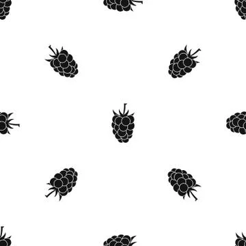Blackberry fruit pattern seamless black Stock Illustration