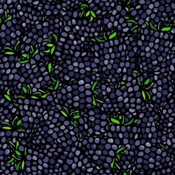 BlackBerry with Green Stem Seamless Endless Background. Summer Berries Stock Illustration