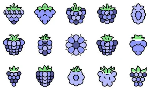 Blackberry icons vector flat Stock Illustration