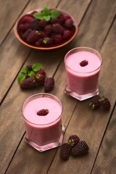 Blackberry milkshake Stock Photos