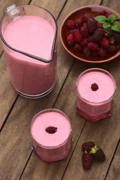 Blackberry milkshake Stock Photos