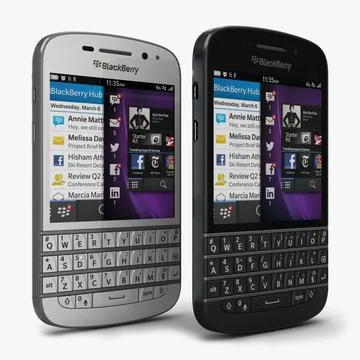 BlackBerry Q10 Black & White 3D Model
