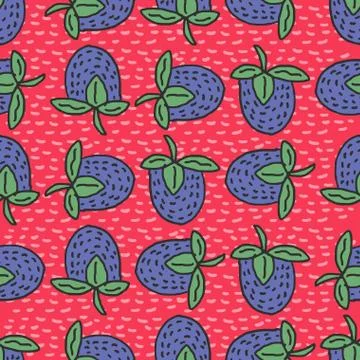 Blackberry seamless pattern. Blue berry ornament texture Stock Illustration