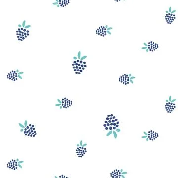 Blackberry seamless vector simple pattern on white background. Illustrazione stock