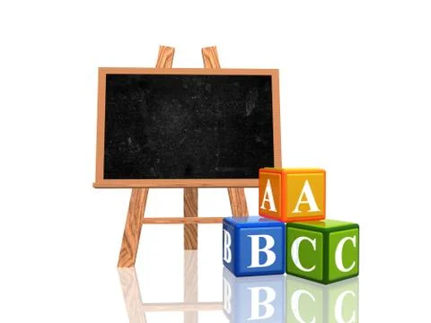 Blackboard with abc cubes Stock Illustration