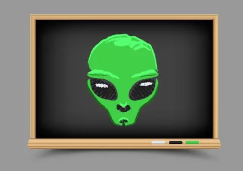 Blackboard alien lesson Stock Illustration