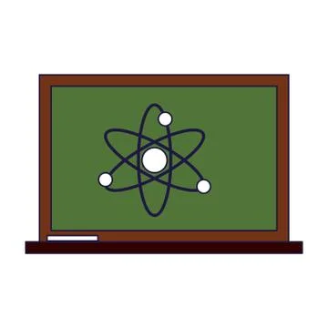 Blackboard with atom blue lines Illustrazione stock
