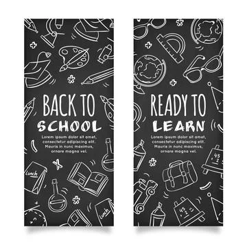 Blackboard back to school banners Stock Illustration