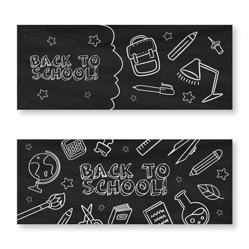 Blackboard back to school banners Stock Illustration