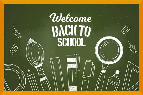 Blackboard back to school elements background Illustrazione stock