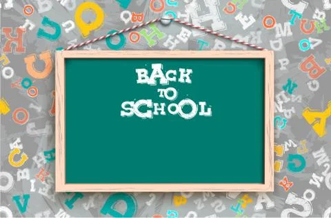 Blackboard on background with letters Stock Illustration
