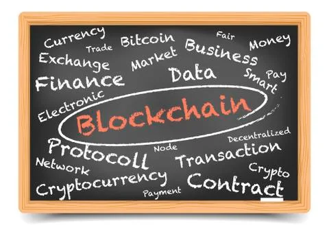 Blackboard Blockchain Wordcloud Stock Illustration